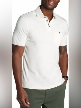 JACHS NY Carlyle Luxe Interlock Polo NWT Men's Large White Short Sleeve Shirt